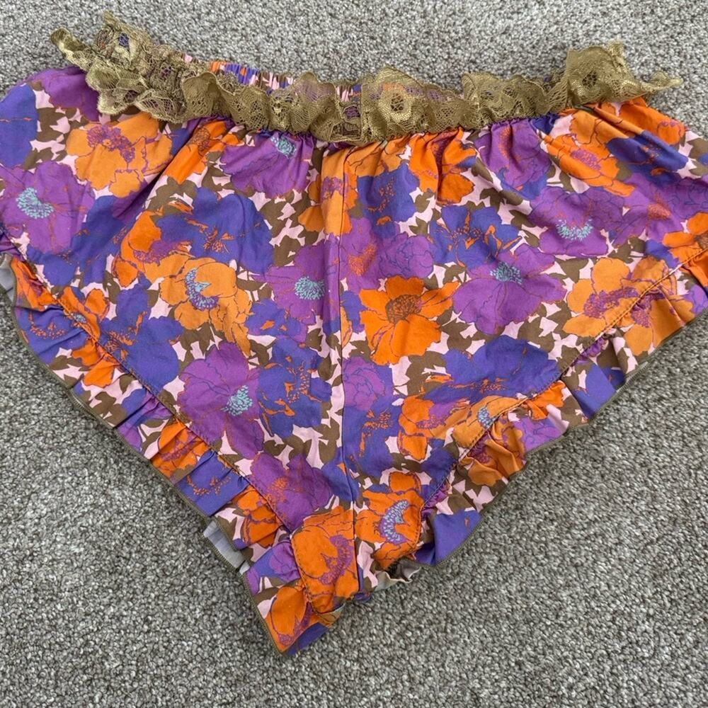 Free People Floral Ruffled Pajama PJ Shorts Sz M